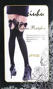 Ladies Over The Knee Hold Up Stockings Socks Thigh Bows Diamonds FancyDress 1132 - Picture 1 of 1
