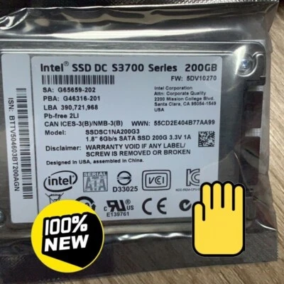 Intel 200GB  SSD 1.8" S3700 Solid State Drive SSDSC1NA 200G3 USATA 5DV10270 - Image 1 of 2