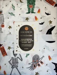 Pottery Barn Teen & Rifle Paper Co. Halloween Glow in the Dark Blatt Set QUEEN - Bild 1 von 2