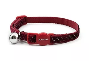 ANCOL SPARKLE REFLECTIVE RED SAFETY RELEASE CAT COLLAR WITH BELL - Picture 1 of 1