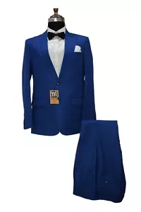 Man Blue Suits Designer Wedding Dinner Party Wear Suits (Coat + Pants) UK - Picture 1 of 6