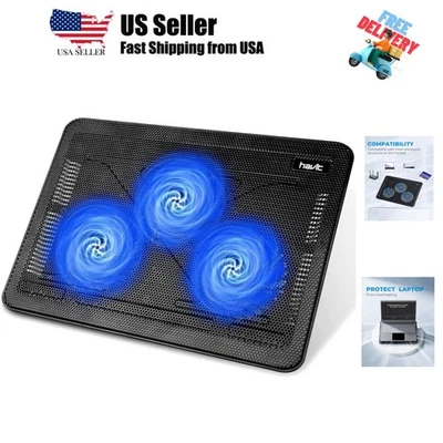 15.6"-17" Laptop Cooler Cooling Pad - Slim Portable USB Powered 3 Fans, Black... - Image 1 of 4