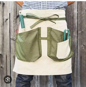 White Bark 100% Hemp Gardening Apron Half Sunset Magazine Embroidery $125 MSRP - Picture 1 of 8