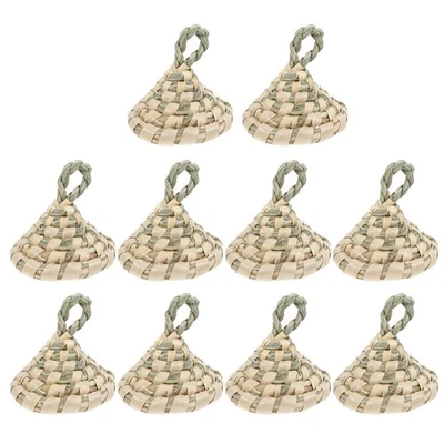  10 pezzi mini cappelli di paglia per artigianato cappelli artigianali fai da te - Immagine 1 di 4