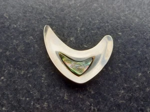 PEAK 18/8 STAINLESS STEEL AND ABALONE BROOCH, VINTAGE 1970s - Picture 1 of 2