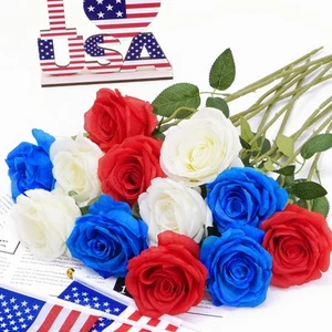 16 Pcs Memorial Day Flowers for Cemetery Grave, Red White and Blue Flowers, F... - Picture 1 of 7