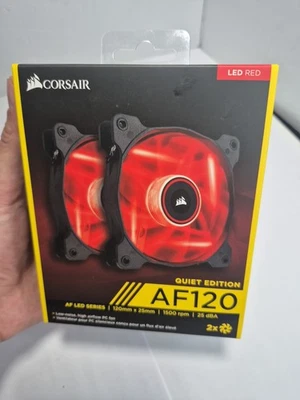 2-Pack Corsair AF120 Quiet Edition 120mm Fan LED Red NEW Factory Sealed - - Image 1 of 4