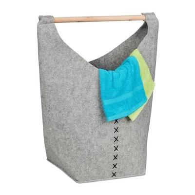 Wäschesammler Filz Wäschekorb Schmutzwäschebehälter Wäschetasche grau Wäschesack - Bild 1 von 2