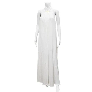 Rangel Halter Cotton Gauze Midi Dress Size Medium White Sleeveless Backless - Picture 1 of 6