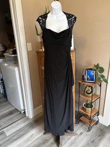 XScape Maxi Dress Lace Cap Sleeve Women’s Size 8 Shirred Formal Elegant Babydoll - Picture 1 of 12