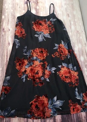 Vestido sin Mangas Vintage Y2K Terciopelo Burnout M Negro Floral Transparente Whimisgoth Fairycore Foto 1 de 4