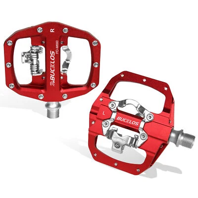 Pedais de trava de bicicleta BUCKLOS para bicicleta SPD MTB pedal plano 9/16" plataforma alumínio - Imagem 1 de 4