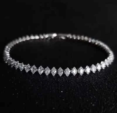 Bracciale Tennis Elegante con Zirconi Taglio Marquise | 17 cm - Immagine 1 di 4