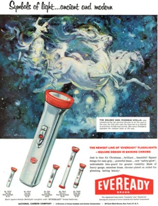 Austin Briggs Eveready Linterna Dios Griego Foebus Apolo 1955 Revista Anuncio - Imagen 1 de 1