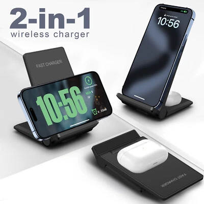 2in1 Wireless Charger Charging Dock Stand For Apple iPhone 15 14 13 12 Air Pods - Image 1 of 4
