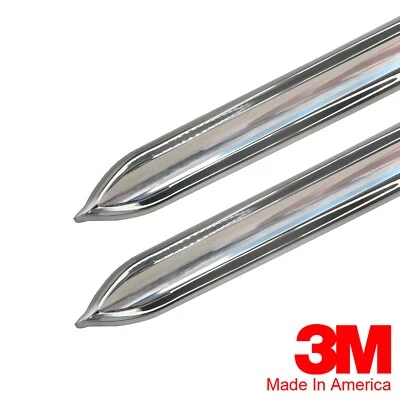 Vintage Style 5/8" Chrome Side Body Trim Molding - Formed Pointed Ends - Image 1 of 4