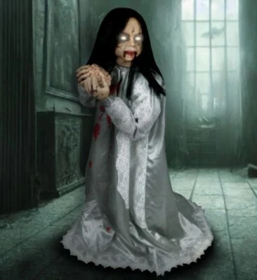 HAUNTED HILL FARM & TEKKY 28" ANIMATED ROSEMARY THE DEMON CHILD HALLOWEEN ANIMATRONIC PROP