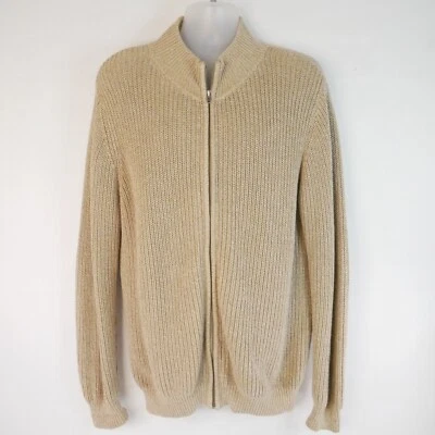 Vintage LL Bean Sweater Mens Large Tall Tan Cardigan Full Zip - Image 1 of 4
