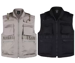 MENS Fishing Gaming Camping Outdoor Ranger Vest Security Uniform -Black / Khaki - Picture 1 of 16