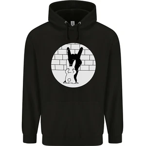 Funny Rock n Roll Salute Rabbit Silhouette Childrens Kids Hoodie - Picture 1 of 84