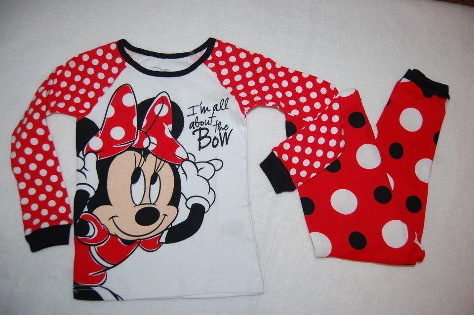 学步女孩 L/S 睡衣套装 Minnie MOUSE 'Im All About the Bow' 2T 3T 4T 5T — 第 1/1 张图片
