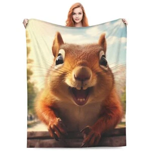 Cute Squirrel Throw Blankets for Girls Boys Adults Kids Ultra Soft Flannel Bl... - Picture 1 of 6