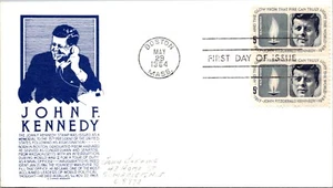 FDC 1964 SC #1246 Blue Anderson Cachet - Boston Mass - Pair - J5997 - Picture 1 of 2