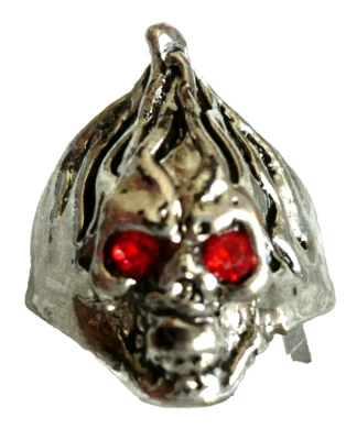 großer TOTENKOPF Folklore Schmuck Ring Tibet Silber + STRASS rot Gr. 21 NEU #3 - Bild 1 von 3