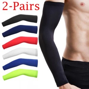 2 Pairs UV Protection Cooling Arm Sleeves UPF 50 Sun Sleeves for Men Women Youth - Picture 1 of 8