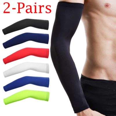 2 Pairs UV Protection Cooling Arm Sleeves UPF 50 Sun Sleeves for Men Women Youth - Image 1 of 4