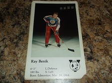   1981-82 VICTORIA COUGARS RAY BENIK WHL PLAYER CARD
