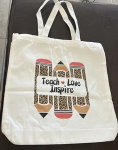 Teacher Gift “Teach Love Inspire” Tote Bag School - Picture 1 of 6