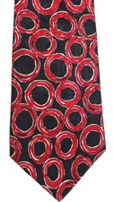 GUESS 100% Silk Men's Tie | Black Red Geometric Abstract #8159