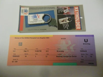 BOLETO DE LUCHA OLÍMPICA DE LOS ANGELES 1984 Y LLAVERO OLÍMPICO RARO Foto 1 de 3
