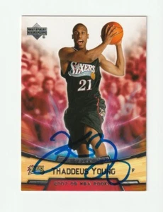 Thaddeus Young Firmado 2007-08 Cubierta Superior Novato Caja Set Tarjeta #30 Auto 76ers Certificado de Autenticidad - Imagen 1 de 1