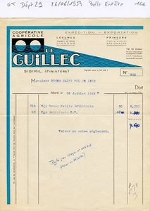 Dépt 29 - Sibiril - Belle Entête Secteur Alimentation Coopérative Agricole 1954 - Afbeelding 1 van 1