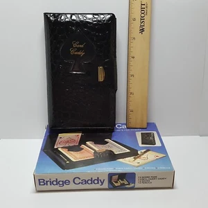 NOS Vintage Bridge Playing Card Game Black Vinyl Caddy Sealed Decks Hong Kong - Picture 1 of 5