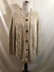 Suéter Cárdigan Universal Hilo Crema Tejido con Cable Botones - Mujer 2XL - Imagen 1 de 4