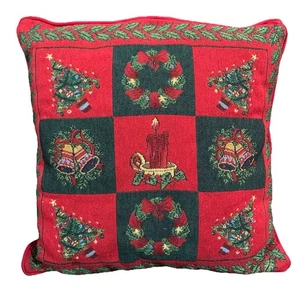 Arazzo Cuscino Lancio Natale Candela Corona Albero Vintage Accogliente Casetta 16" - Foto 1 di 8