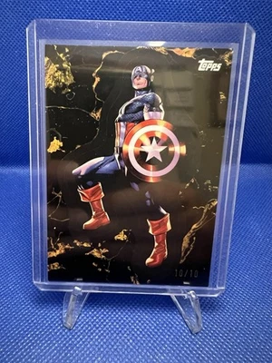 2025 Topps Marvel Comic Book Heroes Captain America Black Refractor 10/10 OMEGA - Image 1 of 2