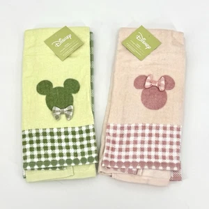 Disney Mickey & Minnie Mouse Handtücher Baumwolle 2 Sets 2 Frühling Grün Baby Rosa - Bild 1 von 4