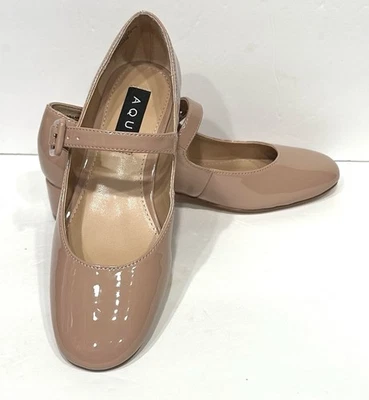 Aqua Lara Nude Mary Jane Buckled Shoes Size 5.5M Ankle Strap Low Heel, NEW - Image 1 of 4