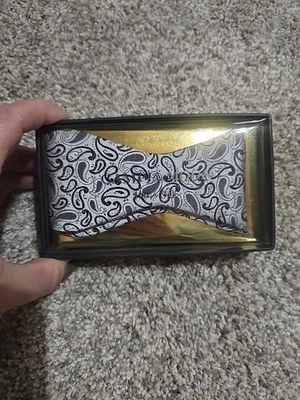 Corbata de arco Campia Moda para hombre 100 % seda negra gris cachemira ajustable  Foto 1 de 4