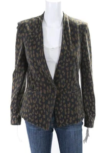Rachel Rachel Roy Womens Leopard Print Ponte Blazer Jacket Brown Gray Medium - Picture 1 of 5