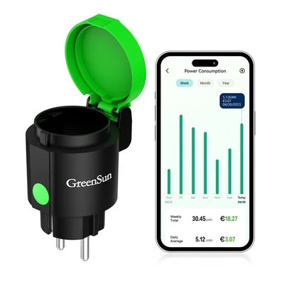 Smart WLAN Steckdose mit Strommessung App- und Sprachsteuerung mit Alexa/Google - Bild 1 von 4