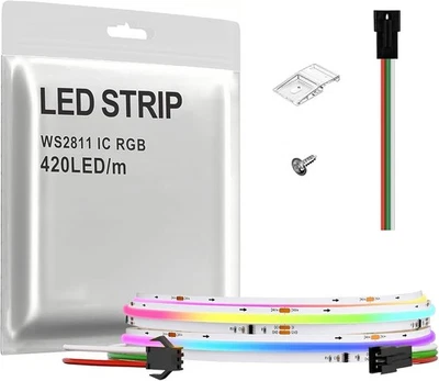 SPI COB RGB IC LED Strip Light FOB WS2811 High Density Uniform Light Ul-Listed D - Image 1 of 4