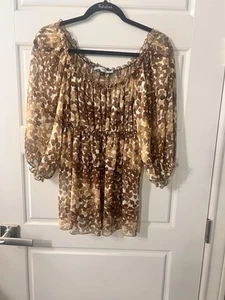 Lily Schößchen Bluse Brauntöne/Beige transparent Größe L Top Zustand - Bild 1 von 5