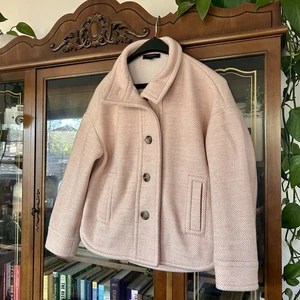 Ann Taylor Pink Herringbone Cropped Tailored Pea Coat, Woman's Petite XS - Picture 1 of 8