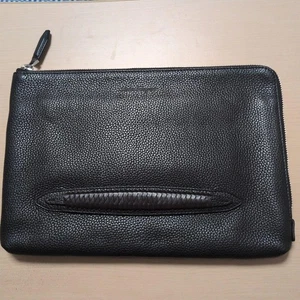 Salvatore Ferragamo Black Leather Clutch Bag - Picture 1 of 12