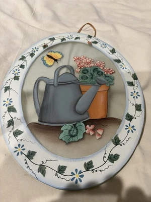 Arte floral pintado a mano de colección Joan Baker flores de abeja atrapasol vitral Foto 1 de 4